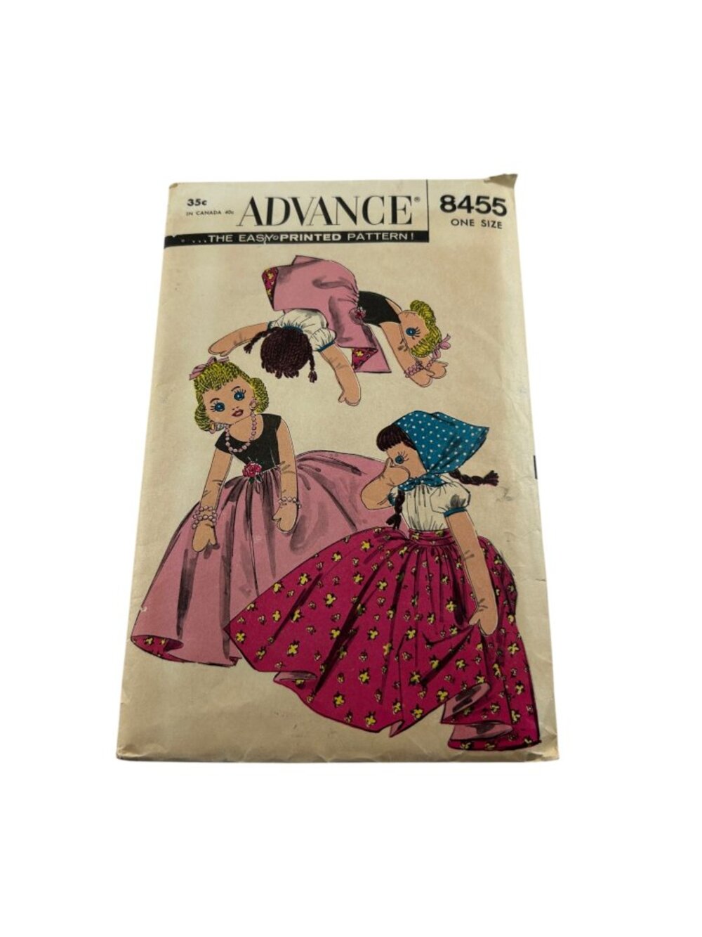 Vintage Advance Turn About Doll Sewing Pattern 8455 Upside Down Topsy Turvy Cut